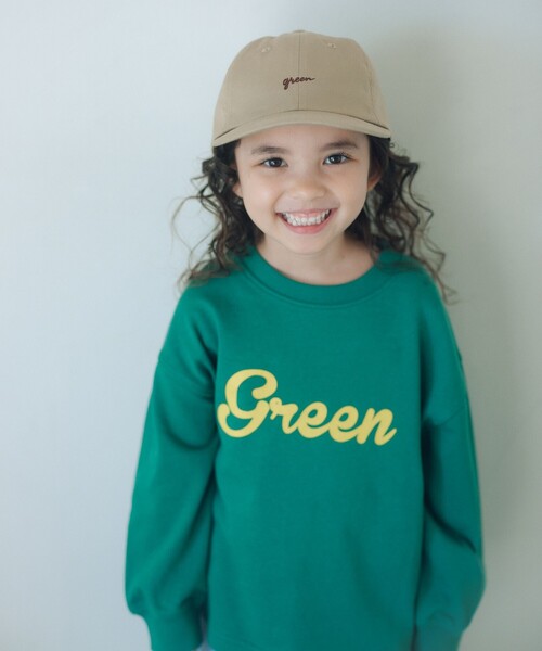 グリーン 長袖カットソー グラフィックプリント セール】GREENロゴ ロングTシャツ / キッズ 100cm-160cm（Tシャツ
