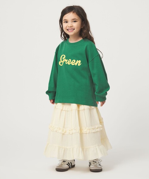 green label relaxing（グリーンレーベルリラクシング）の「GREENロゴ ロングTシャツ / キッズ  100cm-160cm（Tシャツ/カットソー・キッズ・ケリーグリーン/ダークグレー/オフホワイト・130cm/120cm/160cm/150cm/140cm/100cm/110cm）」の6枚目の写真