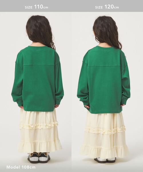green label relaxing（グリーンレーベルリラクシング）の「GREENロゴ ロングTシャツ / キッズ  100cm-160cm（Tシャツ/カットソー・キッズ・ケリーグリーン/ダークグレー/オフホワイト・130cm/120cm/160cm/150cm/140cm/100cm/110cm）」の9枚目の写真