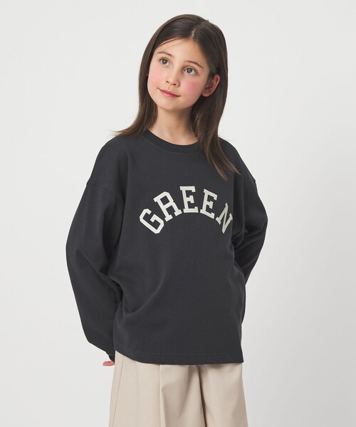 green label relaxing（グリーンレーベルリラクシング）の「GREENロゴ ロングTシャツ / キッズ  100cm-160cm（Tシャツ/カットソー・キッズ・ケリーグリーン/ダークグレー/オフホワイト・130cm/120cm/160cm/150cm/140cm/100cm/110cm）」の10枚目の写真