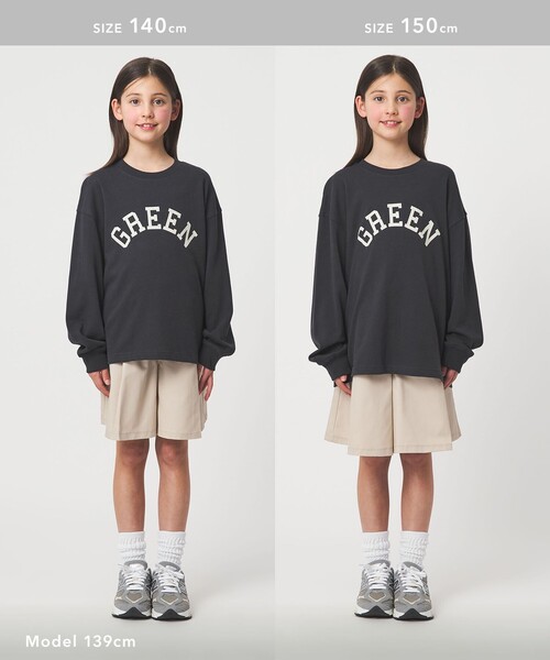 green label relaxing（グリーンレーベルリラクシング）の「GREENロゴ ロングTシャツ / キッズ  100cm-160cm（Tシャツ/カットソー・キッズ・ケリーグリーン/ダークグレー/オフホワイト・130cm/120cm/160cm/150cm/140cm/100cm/110cm）」の12枚目の写真