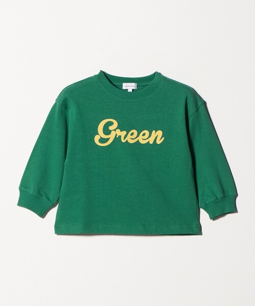 グリーン 長袖カットソー グラフィックプリント セール】GREENロゴ ロングTシャツ / キッズ 100cm-160cm（Tシャツ
