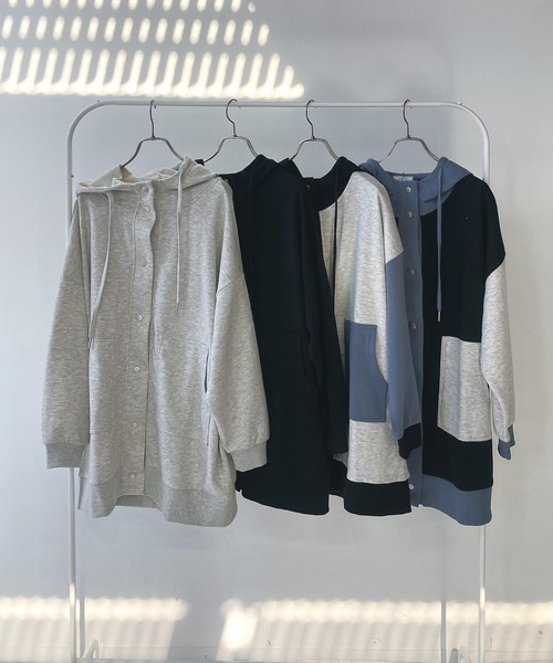 AS KNOW AS plus(アズノゥアズプラス)の「○ビッグシルエット ダブルポケットロング丈パーカー【UNISEX ITEM】(パーカー・レディース・アイボリー系/ブラック/ブラック系/オートミール・FREE)」の11枚目の写真
