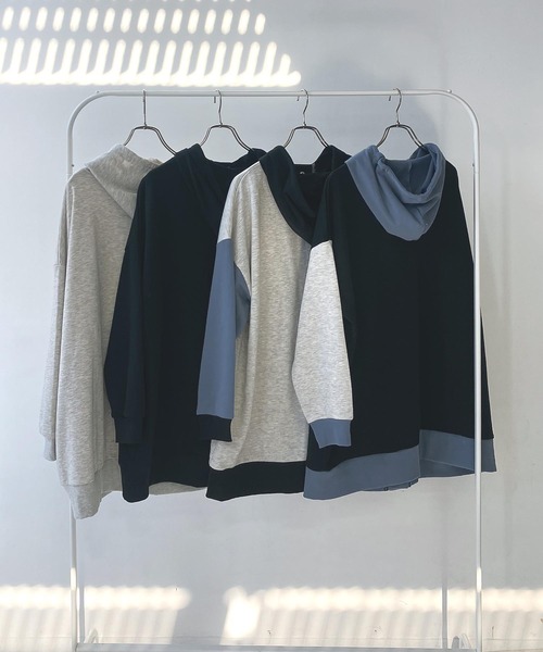 AS KNOW AS plus(アズノゥアズプラス)の「○ビッグシルエット ダブルポケットロング丈パーカー【UNISEX ITEM】(パーカー・レディース・アイボリー系/ブラック/ブラック系/オートミール・FREE)」の13枚目の写真