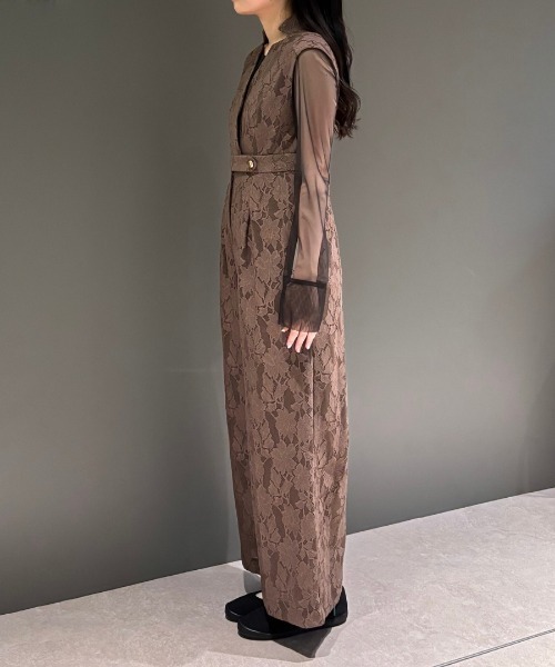 ANDRESD(アンドレスド)の「ボンディングレースオールインワンドレス / bonding lace all-in-one dress(パンツドレス・レディース・ブルーグレー/カーキ/ブラック・S/L/M)」の19枚目の写真