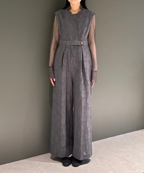 ANDRESD(アンドレスド)の「ボンディングレースオールインワンドレス / bonding lace all-in-one dress(パンツドレス・レディース・ブルーグレー/カーキ/ブラック・S/L/M)」の21枚目の写真