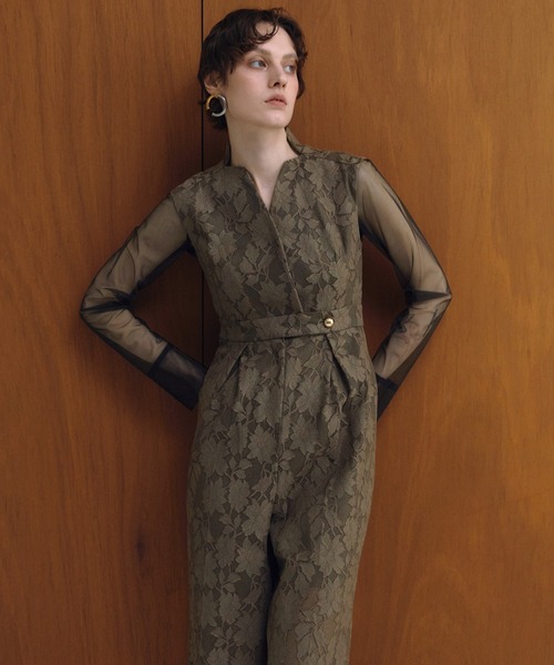 ANDRESD(アンドレスド)の「ボンディングレースオールインワンドレス / bonding lace all-in-one dress(パンツドレス・レディース・ブルーグレー/カーキ/ブラック・S/L/M)」の9枚目の写真