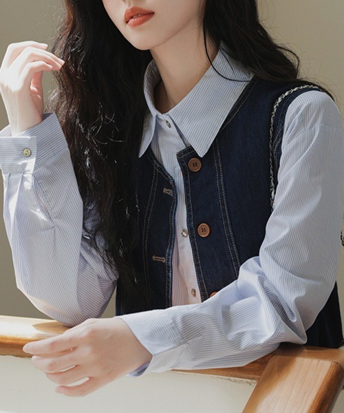 Flugge(フラッジー)の「デニムボタンベスト(ベスト・レディース・ブルー・LARGE/MEDIUM)」の5枚目の写真