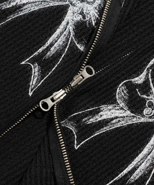 NICE GHOST CLUB(ナイスゴーストクラブ)の「SKULL RIBBON WAFFLE HOODIE ZIP UP_BLACK(NG2EFUM482A)(パーカー・レディース・ブラック・S/M/L)」の5枚目の写真