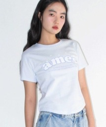 A'GEM/9 × .kom 『AMESWORLDWIDE/アメスワールドワイド』SHINING AMES ROUND HEM CROP TEE/シャイニングロゴラウンドヘムクロップ Tシャツ