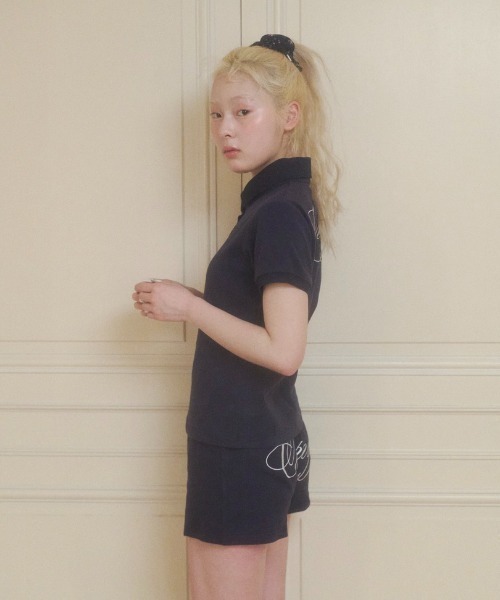 chernyy（チェルニー）の「chernyy polo shirt / バック刺繍ロゴポロシャツ（ポロシャツ・レディース・アイボリー/ネイビー・LARGE/MEDIUM/SMALL）」の10枚目の写真