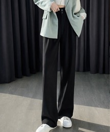 ハイウエストダブルボタンワイドスラックス