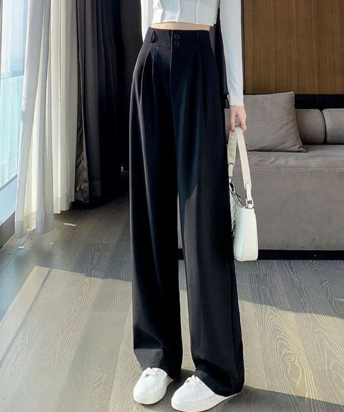 SallyLunn（サリーラン）の「ハイウエストダブルボタンワイドスラックス（スラックス・レディース・グレー/ブラック・MEDIUM/LARGE）」の3枚目の写真