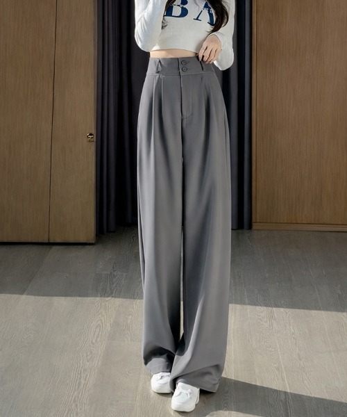 SallyLunn（サリーラン）の「ハイウエストダブルボタンワイドスラックス（スラックス・レディース・グレー/ブラック・MEDIUM/LARGE）」の6枚目の写真