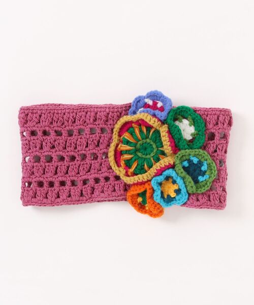 チャイハネ（チャイハネ）の「【チャイハネ】フラミナ手編みヘアバンド（ヘアバンド・レディース・ピンク/ホワイト・FREE）」の2枚目の写真