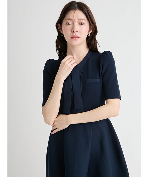 CELFORD（セルフォード）の「【UVカット】【洗える】ボウタイニットワンピース（ワンピース・レディース・ホワイト/グリーン/ダークネイビー・36/38）」の9枚目の写真