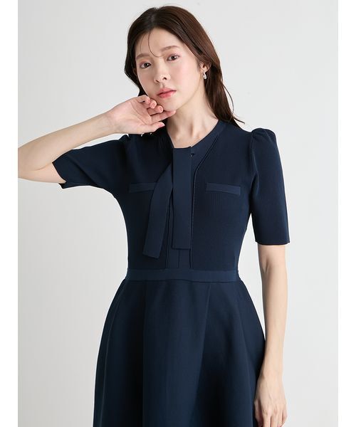 CELFORD（セルフォード）の「【UVカット】【洗える】ボウタイニットワンピース（ワンピース・レディース・ホワイト/グリーン/ダークネイビー・36/38）」の10枚目の写真
