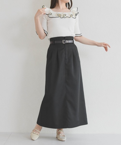 31 Sons de mode（トランテアン　ソン　ドゥ　モード）の「2026春夏新作 フリル配色ニット（ニット/セーター・レディース・ブラック/オフホワイト/レッド・ﾌﾘ-）」の8枚目の写真