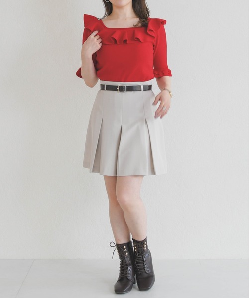 31 Sons de mode（トランテアン　ソン　ドゥ　モード）の「2026春夏新作 フリル配色ニット（ニット/セーター・レディース・ブラック/オフホワイト/レッド・ﾌﾘ-）」の16枚目の写真