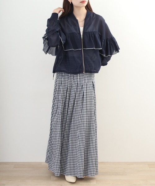 EGLANTINE(エグランティーヌ)の「EGLANTINE シアーフリルブルゾン長袖(ブルゾン・レディース・スモークピンク/カーキ/インディゴブルー・38)」の18枚目の写真