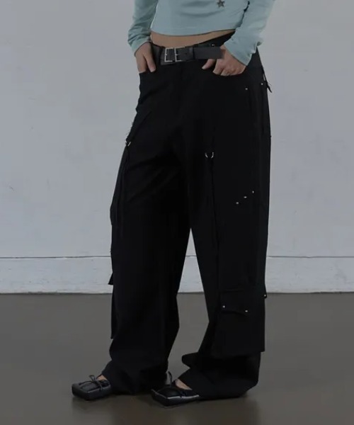 Ada.（エイダ）の「◇SETUPEXE◇ブランド直輸入正規品/ウエスタン スタッズ スラックス WESTERN STUDDED SLACKS（その他パンツ・レディース・チャコール/ブラック・M/S）」の4枚目の写真