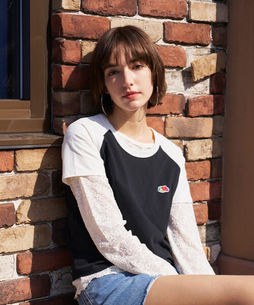 FREAK'S STORE(フリークスストア)の「FRUIT OF THE LOOM × FREAK'S STORE/フルーツオブザルーム 別注 ラグランミニTシャツ(Tシャツ/カットソー・レディース・ブラック/オフホワイト/チャコールグレー/ネイビー・フリ-)」の5枚目の写真