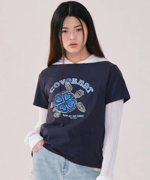 COVERNAT WOMAN(カバーナットウーマン)の「ウィメンズドゥードゥルタートルTシャツネイビー(Tシャツ/カットソー・レディース・その他・LARGE/WS/WM)」の1枚目の写真