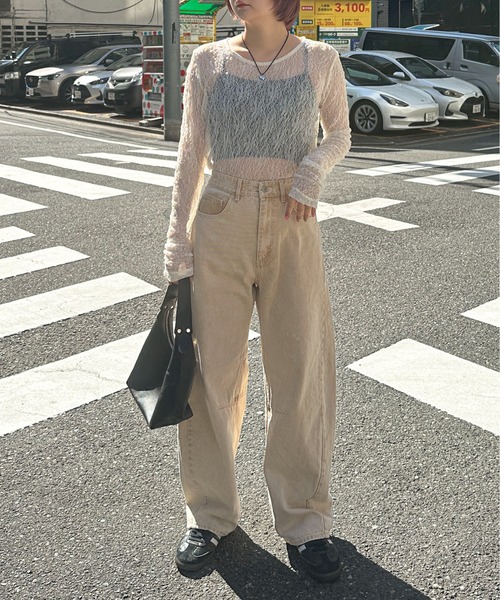 PILIT(ピリット)の「ストレッチレース ロングスリーブトップス(Tシャツ/カットソー・レディース・アイボリー/ブラック・MEDIUM)」の20枚目の写真