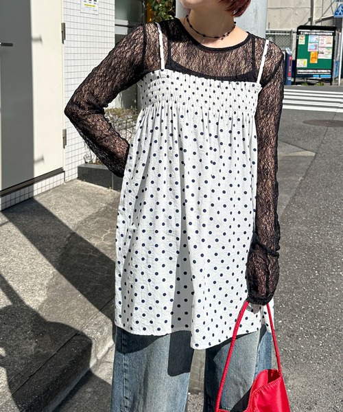 PILIT(ピリット)の「ストレッチレース ロングスリーブトップス(Tシャツ/カットソー・レディース・アイボリー/ブラック・MEDIUM)」の11枚目の写真