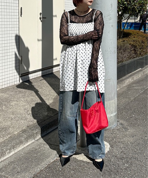 PILIT(ピリット)の「ストレッチレース ロングスリーブトップス(Tシャツ/カットソー・レディース・アイボリー/ブラック・MEDIUM)」の12枚目の写真