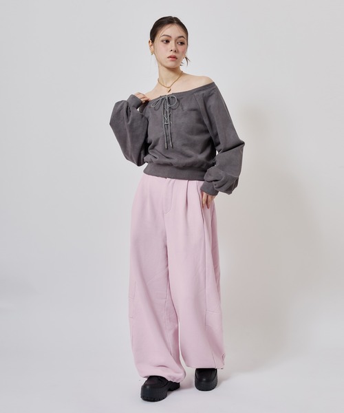 atmos pink(アトモスピンク)の「atmos pink Curve Sweat Pants / アトモス ピンク カーブ スウェット パンツ(スウェットパンツ・レディース・グレー/ピンク/チャコール・FREE)」の12枚目の写真