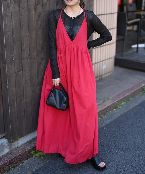 &HALF(アンドハーフ)の「【indian Cotton Collection】インド綿フレアキャミワンピース(ワンピース・レディース・レッド/グリーン/ブラック/ドット・M)」の3枚目の写真