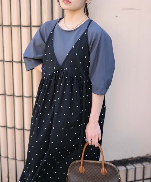 &HALF(アンドハーフ)の「【indian Cotton Collection】インド綿フレアキャミワンピース(ワンピース・レディース・レッド/グリーン/ブラック/ドット・M)」の12枚目の写真