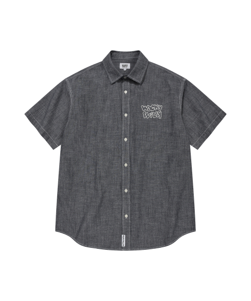 Wacky WiLLy(ワッキーウィリー)の「シャンブレー半袖シャツネイビー(シャツ/ブラウス・レディース・その他・SMALL/MEDIUM/LARGE/X-LARGE)」の1枚目の写真
