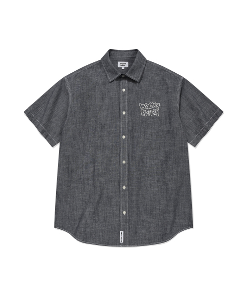 Wacky WiLLy(ワッキーウィリー)の「シャンブレー半袖シャツネイビー(シャツ/ブラウス・レディース・その他・SMALL/MEDIUM/LARGE/X-LARGE)」の2枚目の写真