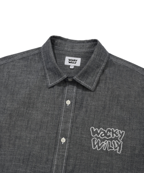 Wacky WiLLy(ワッキーウィリー)の「シャンブレー半袖シャツネイビー(シャツ/ブラウス・レディース・その他・SMALL/MEDIUM/LARGE/X-LARGE)」の4枚目の写真