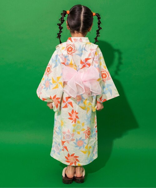 BREEZE(ブリーズ)の「【26年夏/すっぽり着られる】総柄GIRLS浴衣_帯セット(浴衣・キッズ・アイボリー/ネイビー・100/110/120/130/140)」の6枚目の写真