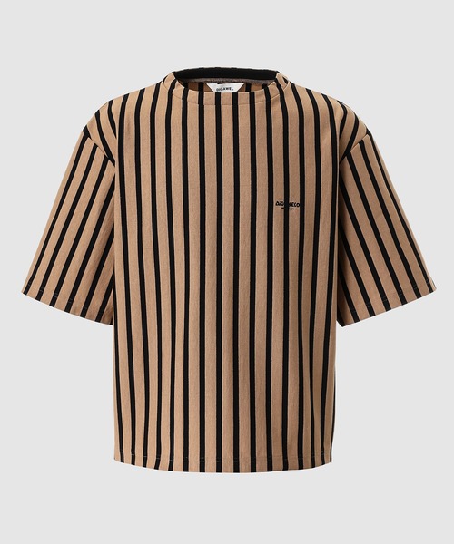 DIGAWEL(ディガウェル)の「Stripe T-shirt(Tシャツ/カットソー・メンズ・ベージュ×ブラック/ホワイト×ブラック・2)」の2枚目の写真