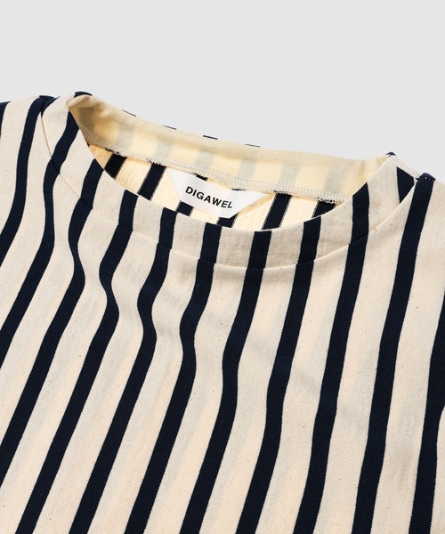 DIGAWEL(ディガウェル)の「Stripe T-shirt(Tシャツ/カットソー・メンズ・ベージュ×ブラック/ホワイト×ブラック・2)」の6枚目の写真