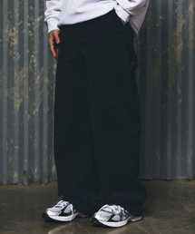 WIDE CORDUROY CARPENTER PANTS - BLACK