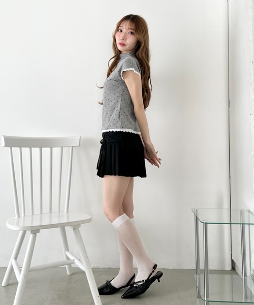 Loueme(ルエム)の「ドットレースフレンチスリーブトップス(Tシャツ/カットソー・レディース・ブラック/ホワイト/ライトブルー/グレー・FREE)」の21枚目の写真