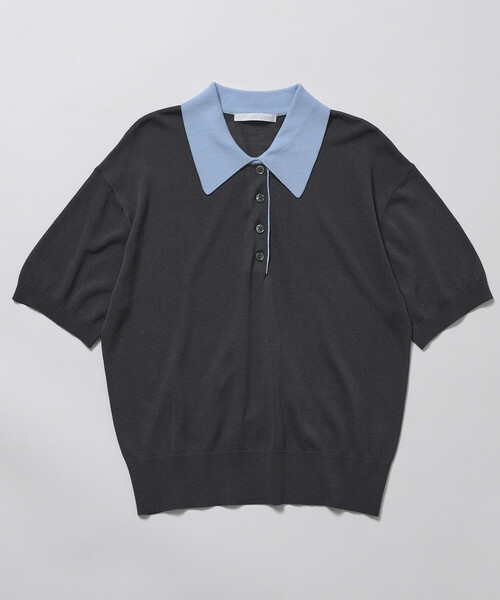 Firsthand（ファーストハンド）の「Firsthand/ファーストハンド リラックスフィット 配色デザイン ポロニット / バイカラー / マルチボーダー（ポロシャツ・レディース・レッド/チャコールグレー/ブラウン/サックスブルー・FREE）」の18枚目の写真