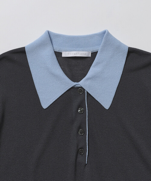 Firsthand（ファーストハンド）の「Firsthand/ファーストハンド リラックスフィット 配色デザイン ポロニット / バイカラー / マルチボーダー（ポロシャツ・レディース・レッド/チャコールグレー/ブラウン/サックスブルー・FREE）」の19枚目の写真