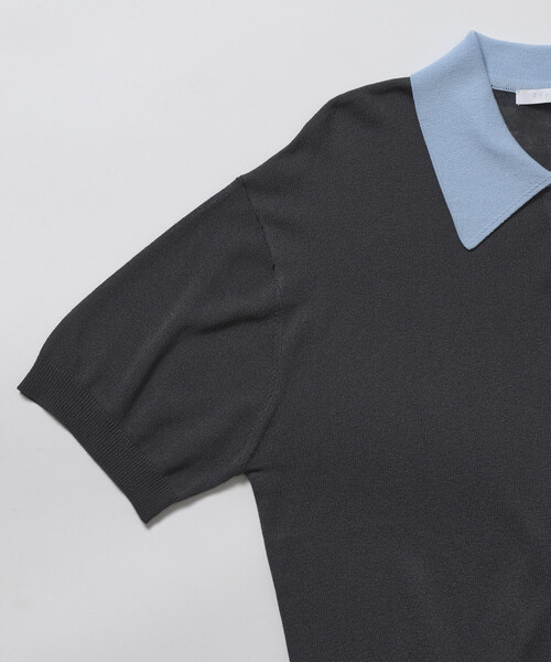 Firsthand（ファーストハンド）の「Firsthand/ファーストハンド リラックスフィット 配色デザイン ポロニット / バイカラー / マルチボーダー（ポロシャツ・レディース・レッド/チャコールグレー/ブラウン/サックスブルー・FREE）」の8枚目の写真