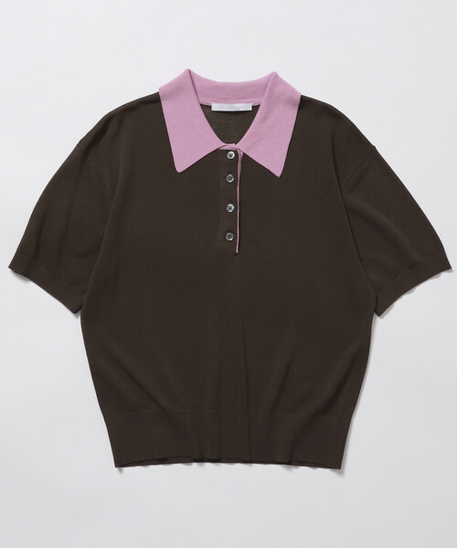 Firsthand（ファーストハンド）の「Firsthand/ファーストハンド リラックスフィット 配色デザイン ポロニット / バイカラー / マルチボーダー（ポロシャツ・レディース・レッド/チャコールグレー/ブラウン/サックスブルー・FREE）」の12枚目の写真