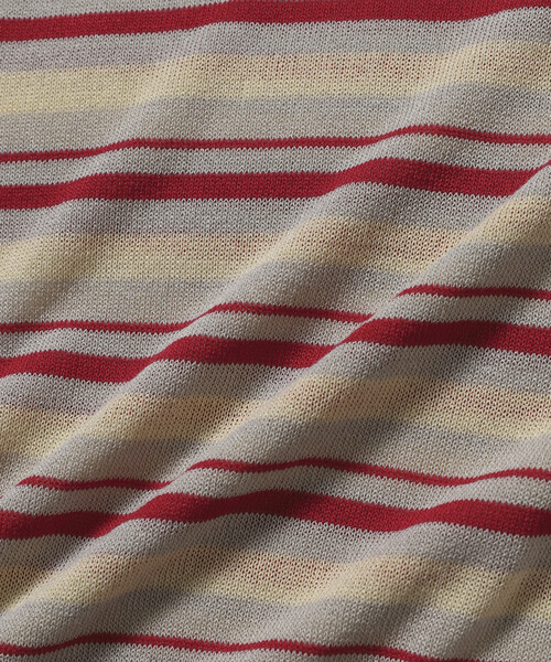 Firsthand（ファーストハンド）の「Firsthand/ファーストハンド リラックスフィット 配色デザイン ポロニット / バイカラー / マルチボーダー（ポロシャツ・レディース・レッド/チャコールグレー/ブラウン/サックスブルー・FREE）」の6枚目の写真