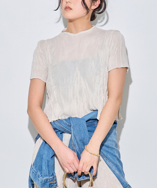 ゴンディッドデザインCarry Over_Wavy_Crop Top セール】【Gongdid Design】 Carry Over_Wavy_Crop Top：トップス（T