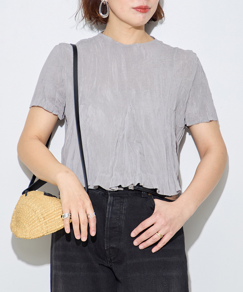 【Gongdid Design】Carry Over_Wavy_Crop Top セール】【Gongdid Design】 Carry Over_Wavy_Crop Top：トップス（T
