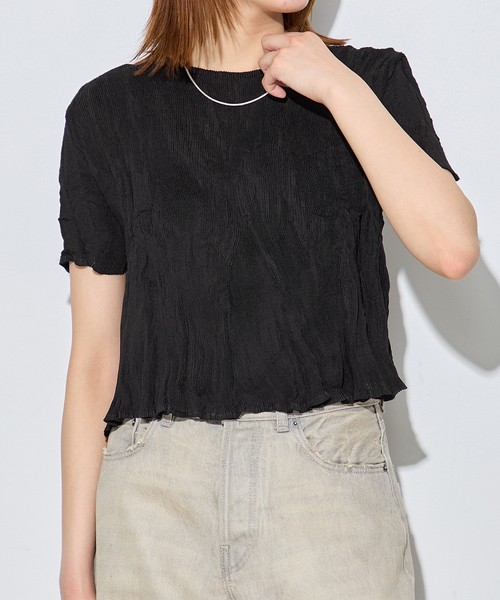 【Gongdid Design】Carry Over_Wavy_Crop Top セール】【Gongdid Design】 Carry Over_Wavy_Crop Top：トップス（T