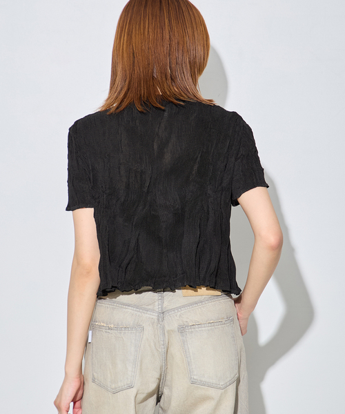 Gongdid Design(ゴンディッドデザイン)の「【Gongdid Design】 Carry Over_Wavy_Crop Top:トップス(Tシャツ/カットソー・レディース・アイボリー/ブラック/ライトグレー・FREE)」の8枚目の写真